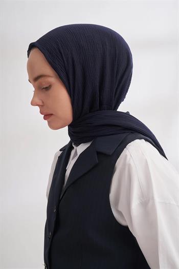 Armanda Müslin Biyeli Şal - Lacivert