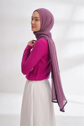 Armanda Müslin Biyeli Şal - Leylak