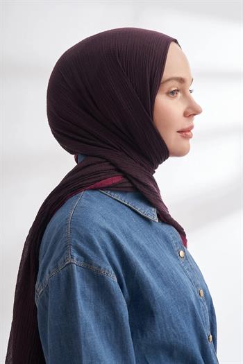 Armanda Müslin Biyeli Şal - Mürdüm