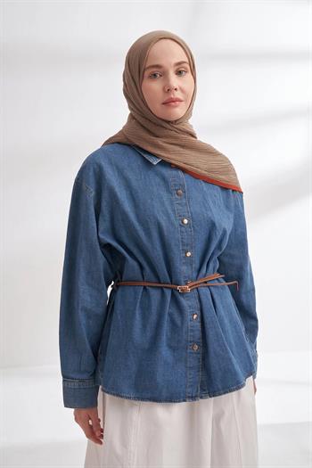 Armanda Müslin Biyeli Şal - Toprak