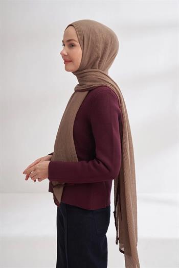 Armanda Müslin Biyeli Şal - Vizon