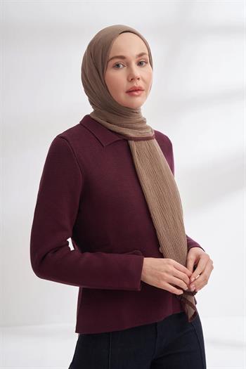 Armanda Müslin Biyeli Şal - Vizon