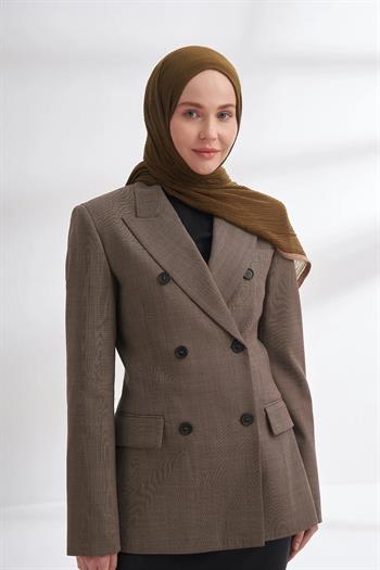 Armanda Müslin Biyeli Şal - Yosun