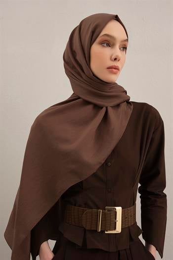 Armine Düz Lyocell Şal - Kahve 11