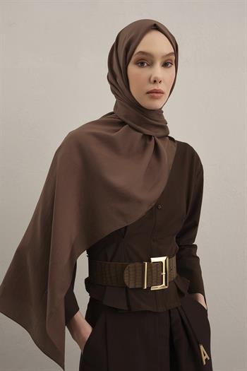 Armine Düz Lyocell Şal - Kahve 11