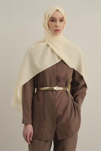 Armine Düz Lyocell Şal - Krem 60