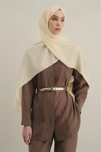 Armine Düz Lyocell Şal - Krem 60