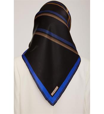 Armine İpek Eşarp 2023 Kış 8833-39 Siyah Saks Twill