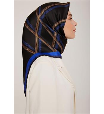 Armine İpek Eşarp 2023 Kış 8833-39 Siyah Saks Twill