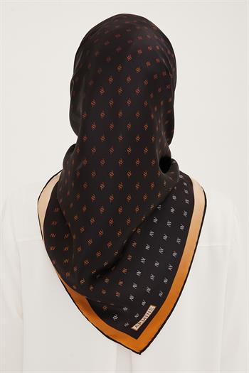 Armine İpek Eşarp 2023 Yaz 8936-02 Siyah Bakır Twill