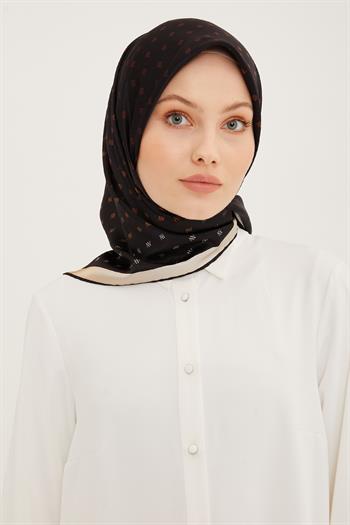 Armine İpek Eşarp 2023 Yaz 8936-02 Siyah Bakır Twill