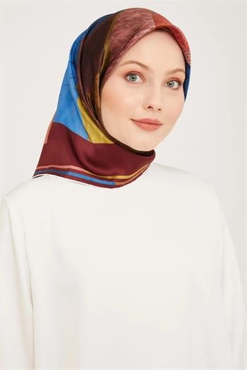Armine İpek Eşarp 2024 Kış - 9002-50 Bordo Twill