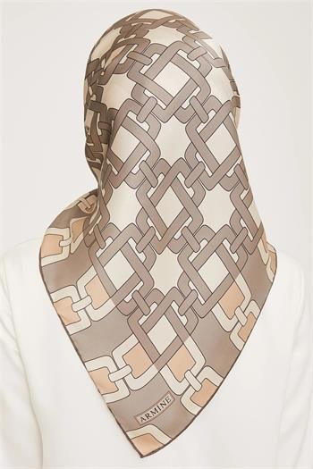 Armine İpek Eşarp 2024 Kış - 9007-40 Krem Bej Twill