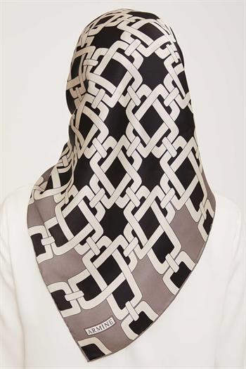 Armine İpek Eşarp 2024 Kış - 9007-53 Siyah Twill