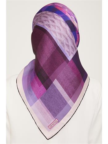 Armine İpek Eşarp 2024 Kış - 9009-35 Lila Twill