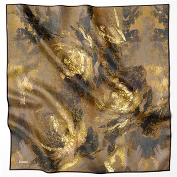 Armine İpek Eşarp 2024 Kış - 9015-55 Siyah Gold Twill