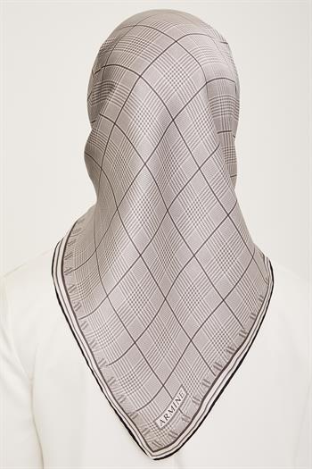 Armine İpek Eşarp 2024 Kış - 9029-11 Gri Siyah Twill