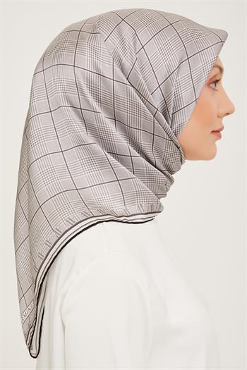 Armine İpek Eşarp 2024 Kış - 9029-11 Gri Siyah Twill