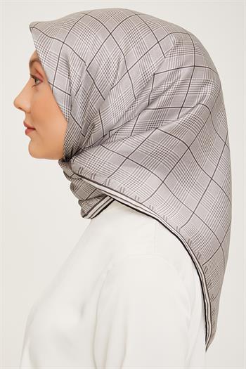 Armine İpek Eşarp 2024 Kış - 9029-11 Gri Siyah Twill