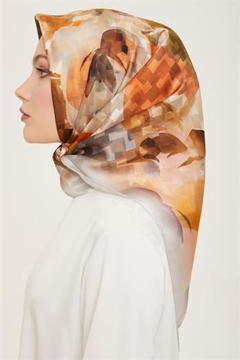 Armine İpek Eşarp 2024 Yaz - 9103-84 Gri Bakır Twill