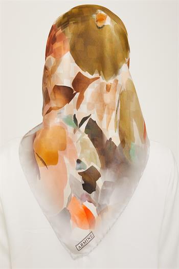 Armine İpek Eşarp 2024 Yaz - 9103-84 Gri Bakır Twill