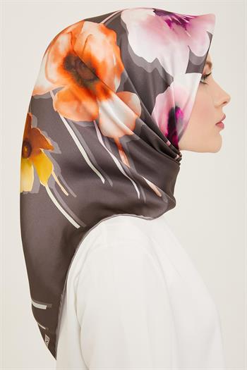 Armine İpek Eşarp 2024 Yaz - 9105-51 Koyu Antrasit Twill