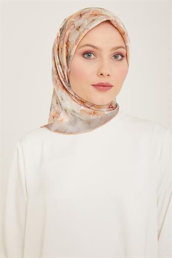 Armine İpek Eşarp 2024 Yaz - 9108-33 Krem Gri Twill