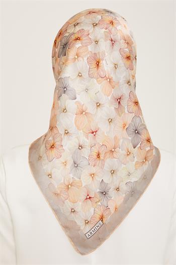 Armine İpek Eşarp 2024 Yaz - 9108-33 Krem Gri Twill