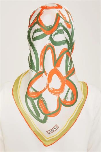 Armine İpek Eşarp 2024 Yaz - 9123-34 Yeşil Twill