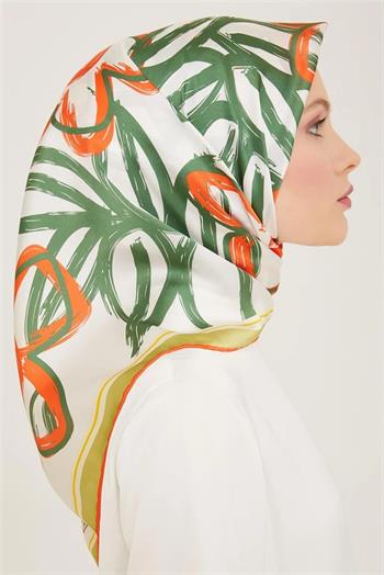 Armine İpek Eşarp 2024 Yaz - 9123-34 Yeşil Twill