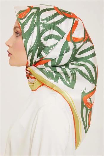 Armine İpek Eşarp 2024 Yaz - 9123-34 Yeşil Twill