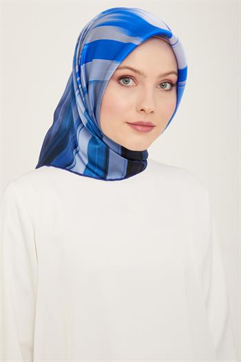 Armine İpek Eşarp 2024 Yaz - 9131-51 Mavi Twill