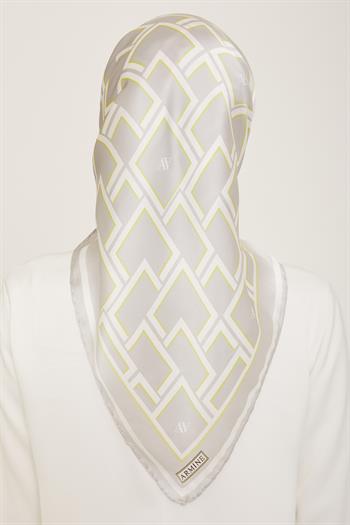 Armine İpek Eşarp 2024 Yaz - 9132-55 Gri Yeşil Twill