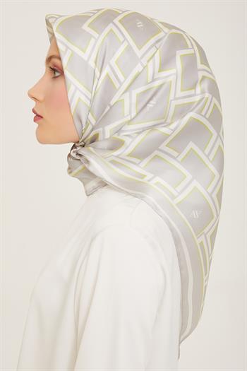 Armine İpek Eşarp 2024 Yaz - 9132-55 Gri Yeşil Twill