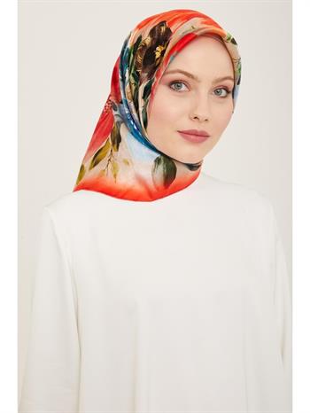 Armine İpek Eşarp 2024 Yaz - 9133-36 Nar Çiçeği Twill
