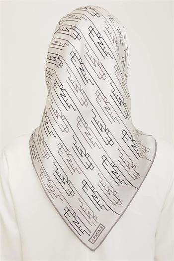 Armine İpek Eşarp 2024 Yaz - 9142-01 Açık Gümüş Twill