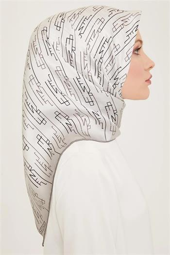 Armine İpek Eşarp 2024 Yaz - 9142-01 Açık Gümüş Twill