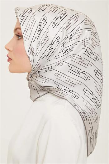 Armine İpek Eşarp 2024 Yaz - 9142-01 Açık Gümüş Twill