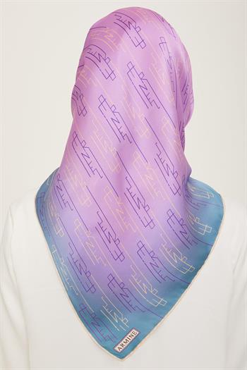 Armine İpek Eşarp 2024 Yaz - 9142-82 Mavi Pembe Twill