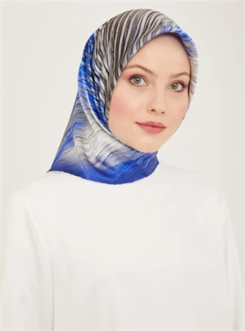 Armine İpek Eşarp 2024 Yaz - 9143-80 Saks Twill