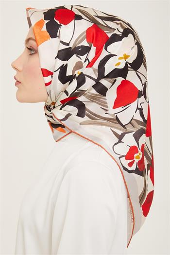 Armine İpek Eşarp 2024 Yaz - 9153-03 Kırmızı Twill