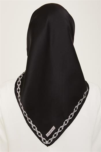 Armine İpek Eşarp 2024 Yaz - 9154-01 Siyah Gümüş Sura