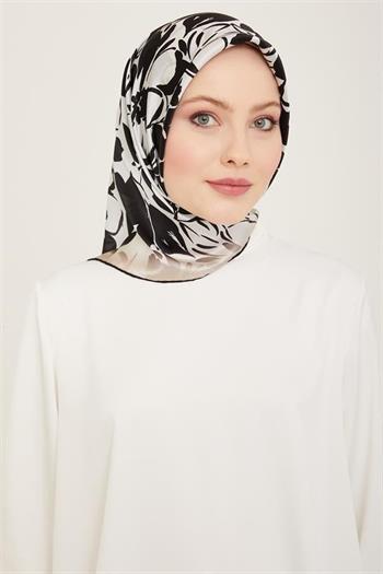 Armine İpek Eşarp 2024 Yaz - 9164-09 Siyah Gri Sura
