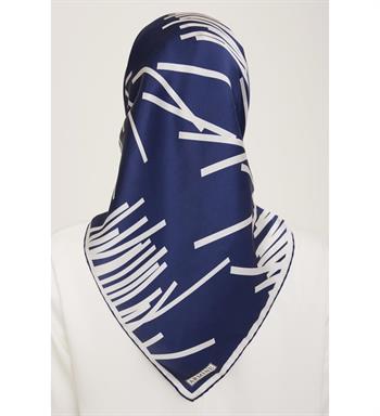 Armine İpek Eşarp 2024 Yaz - 9165-80 Lacivert Gri Twill