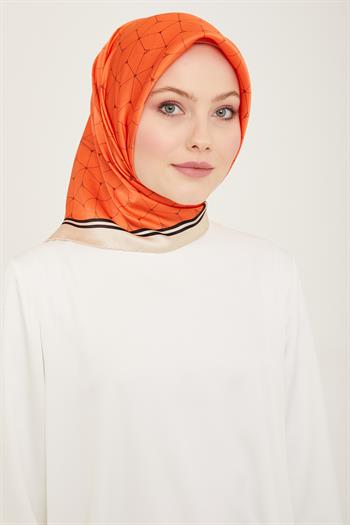 Armine İpek Eşarp 2024 Yaz - 9166-33 Turuncu Twill