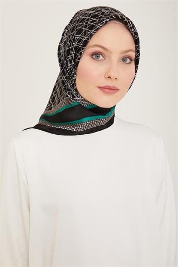 Armine İpek Eşarp 2024 Yaz - 9167-35 Siyah Zümrüt Sura