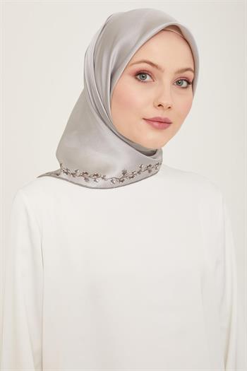 Armine İpek Eşarp 2024 Yaz - 9168-35 Gümüş Twill
