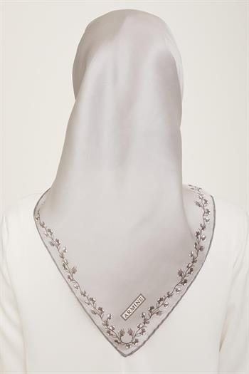Armine İpek Eşarp 2024 Yaz - 9168-35 Gümüş Twill