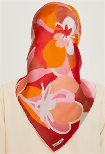 Armine İpek Eşarp 2025 Kış - 9200-50 Kırmızı Twill