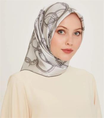 Armine İpek Eşarp 2025 Kış - 9203-86 Açık Gümüş Twill